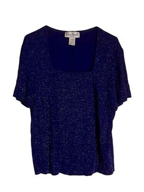 RONNI NICOLE II Glitter Short Sleeve Weighted Top, Women’s 2X, Purple
